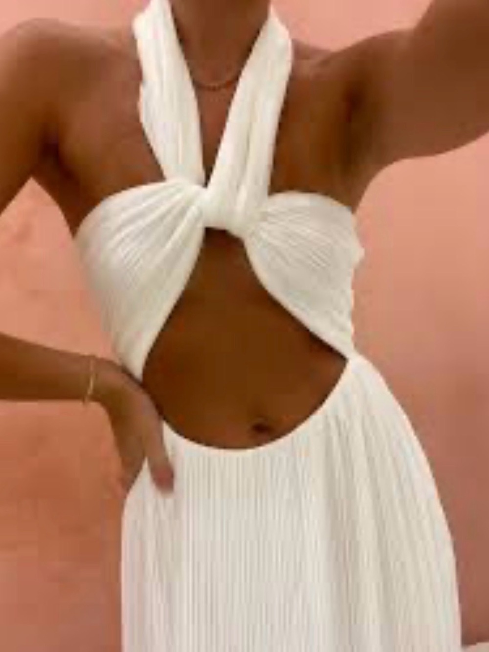 SABO White Cut Out Pleated Maxi Dress - Picture 2 of 15